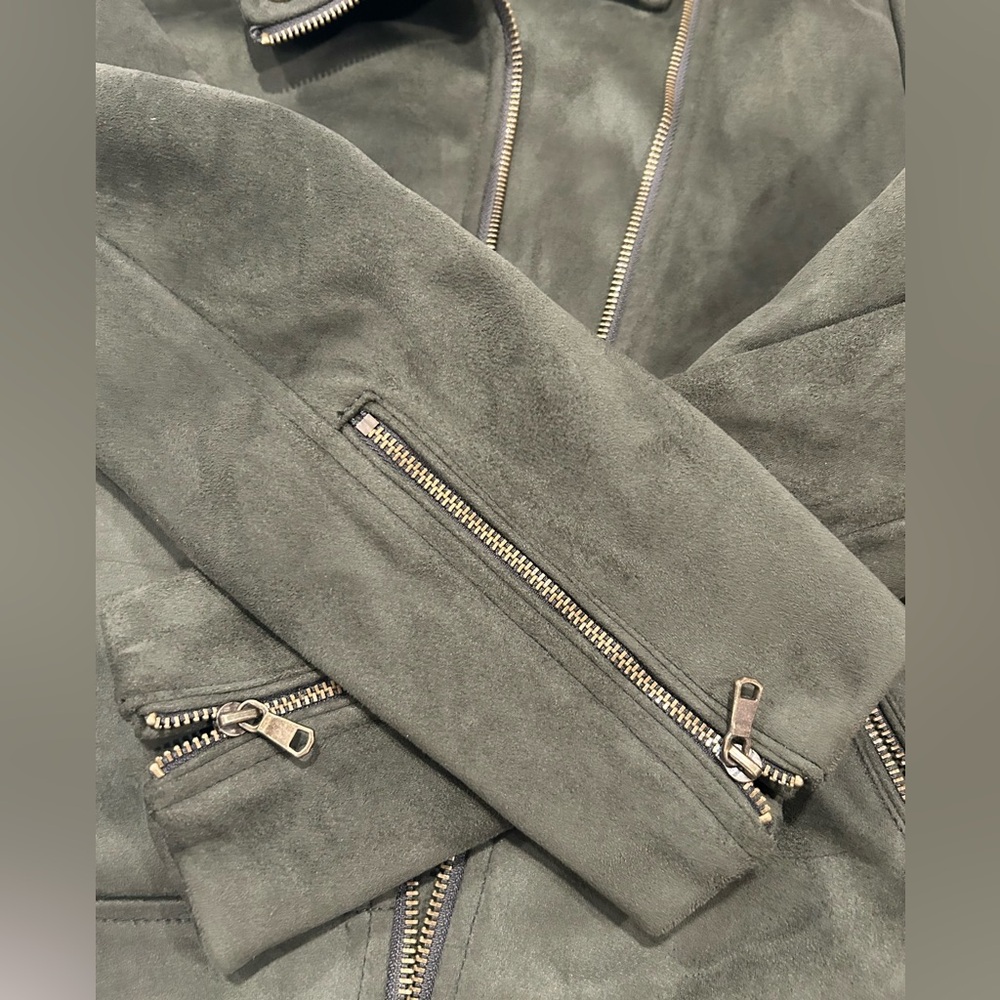 Dark Green Vegan Suede Jacket XS - Picture 2 of 15